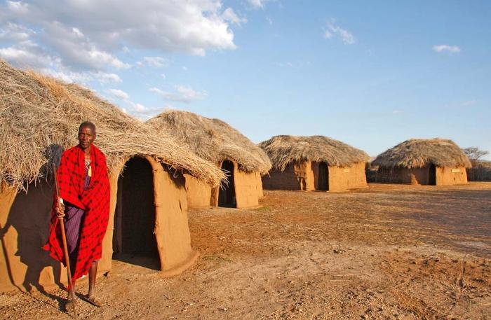 Life inside a traditional Masai village (enkang) with manyattas